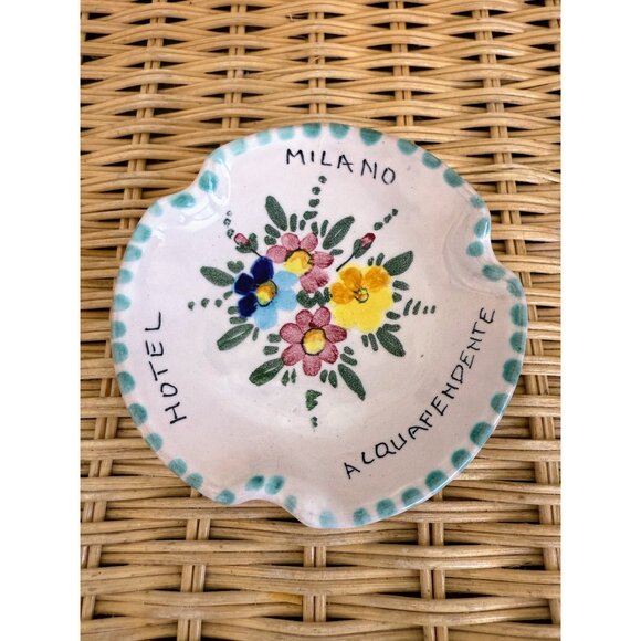unbranded Other - Vintage 60's Italian Art Pottery Milano Hotel Floral Ash Tray